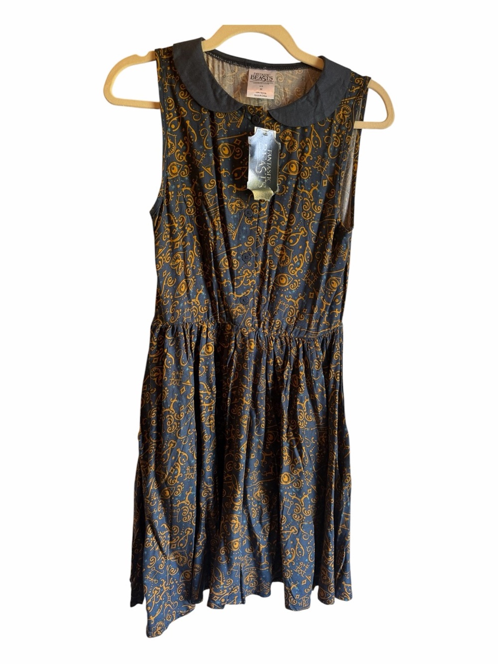 Harry Potter Fantastic Beasts Dress Sleeveless Button Up Collar Denim Blue NWT
